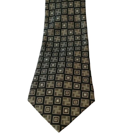 Burma Bibas Mens Tie 100% All Silk Multicolor Black Silver Geometric Classic - Picture 6 of 6